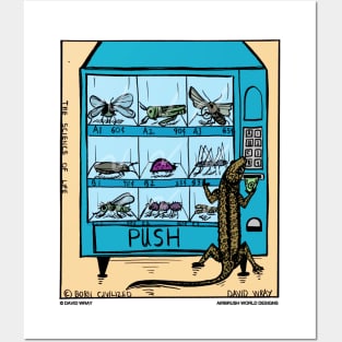 Lizard Using The Vending Machine Funny Reptile Novelty Gift Posters and Art